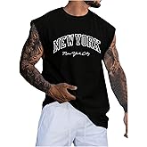 Verdusa Men's Vintage Graphic Tees Men Letter Print Tank Tops Round Neck Sleeveless Shirts