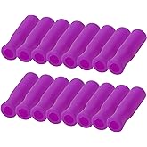 Mini Skater 16Pcs Silicone Straws Tips Food Grade Reusable Anti-Scald/Cold Straws Cover Fit for 3/10 Inch Wide(8mm Out diameter) Stainless Steel Straws (Purple-Large)