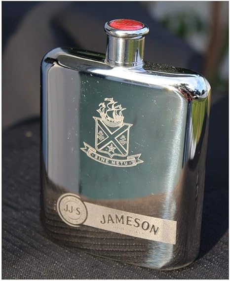 Jj S John Jameson And Son Limited Irish Whiskey Sinus Metu Polished Stainless Steel Rounded Edge Hip Flask Amazon De Kuche Haushalt