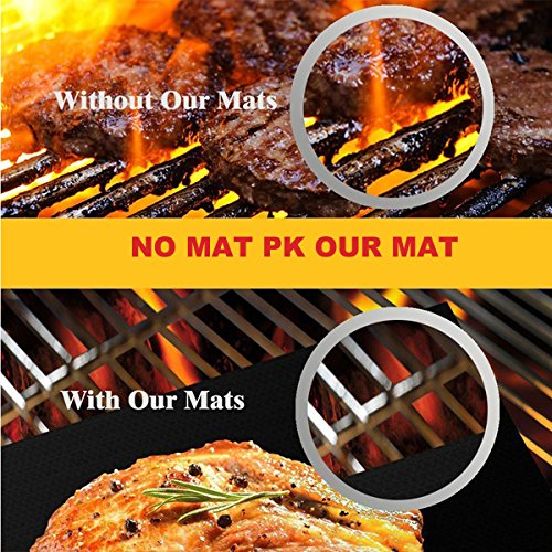 SMART HOME CHEF Copper Grill Mat Set of 6 - Non-stick BBQ Grill & Baking Mats - FDA Approved, PFOA Free, Golden Grill Mats & Bake Mats Reusable & Easy to Clean - grill mat serve kitchen & Outdoor (6)