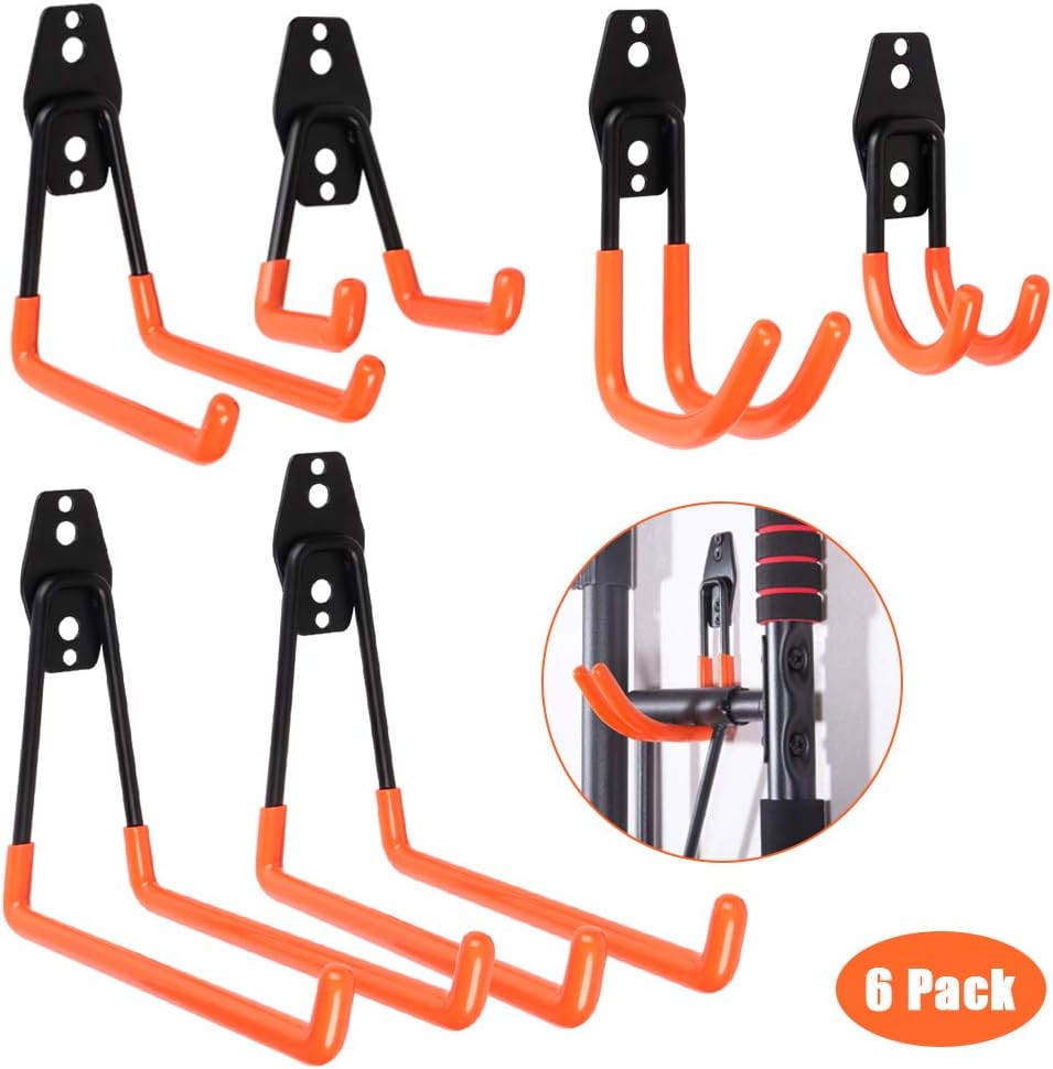 Garage Hooks Steel Utility Double Hooks Heavy Duty Garage Storage Hooks ...