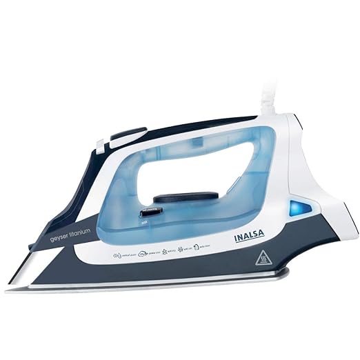 INALSA Steam Iron Geyser Titanium-2000W with 22g/min Continuous Steam, 0.8g/Shot Steam