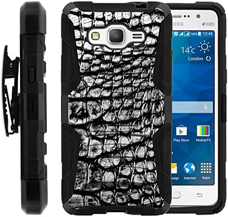 Galaxy Grand Prime Case, Galaxy Grand Prime Holster, Two Layer Hybrid Armor Hard Cover with Built in Kickstand for Samsung Galaxy Grand Prime SM-G530H, SM-G530F (Cricket) from MINITURTLE | Includes Screen Protector - Smoke Gray Scales