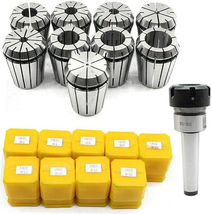 Spannzangenfutter M12 MK3 ER32 + ER32 Satz 9Stk MT3 ER32 CNC Morse Taper Metric M12 Collet Chuck