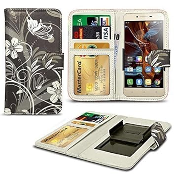 N4U ONLINE - Verschiedenen Muster Clip on Serie PU- Leder Etui Buchhülle Für Microsoft Lumia 640 XL LTE Dual SIM - Schwarze B
