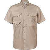 Alimens & Gentle Short Sleeve Fishing Shirt Wicking Fabric Sun Protection Casual Button Down Shirts