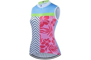 SUDU SUDO Women's Cycling Jersey Set Sleeveless Bike Shirts Cycling Vest Shorts Bicycle Clothing Short with Gel Padded