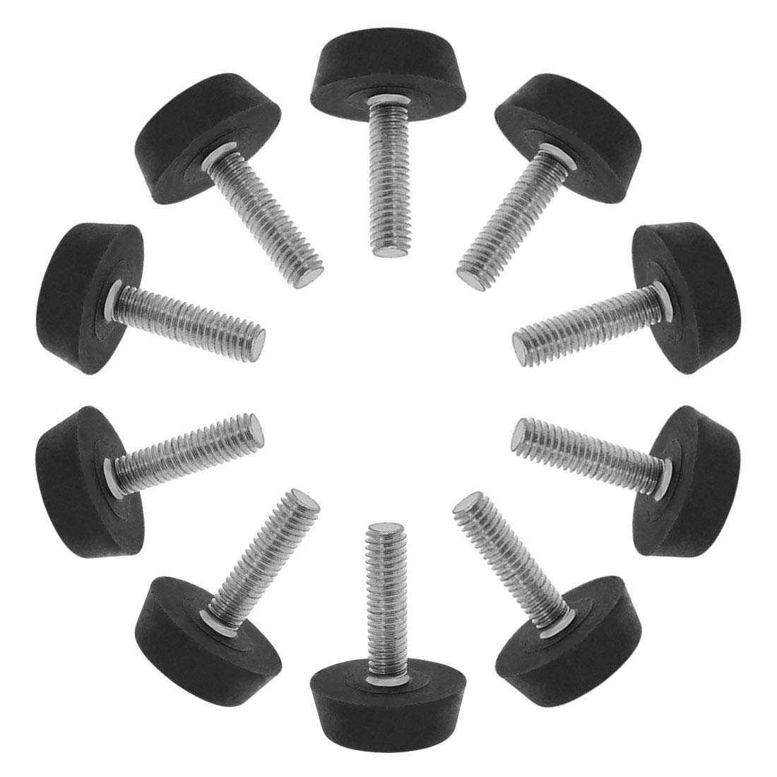 Sourcingmap M6 x 22 x 22mm Furniture Glide Leveling Feet Adjustable Leveler Floor Protector for Table Desk Leg 10 Pack
