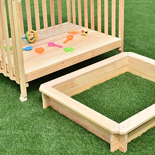 image for Costzon Kids Retractable Playhouse w/ Sandbox Canopy, Non-Woven Fabric