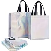 Kiooaci Iridescent Gift Bags Assorted Sizes Bulk (Pack of 15-7 Medium 8", 8 Large 12.5"), Non-woven Reusable Gift Bags with Handles for Christmas, Birthday, Wedding, Easter, Holiday Party