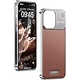 Soyeacrg Case for iPhone 15 Pro Max/15 Pro/15, [Compatible with MagSafe] Luxury Leather Back Aviation Aluminum Metal Frameless Hollow Design Case with Built-in Aromatherapy,Brown,15 Pro Max
