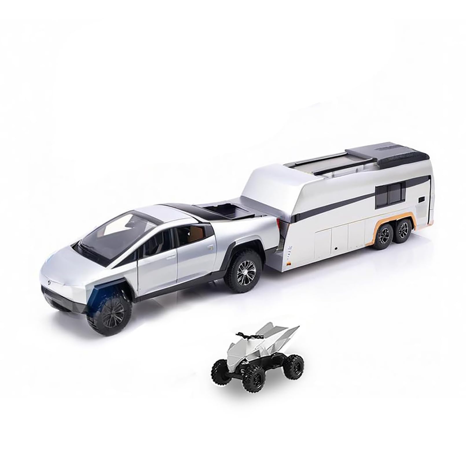 MODVKVK Tesla Truck 1:32 Model Car, ​​Trucks Toy Car Motorhome Model Kit with Light & Music, Pull-Back Function, Alloy Die-Cast, Ideal for Children 3 Years and Up & Collectors (Silver)