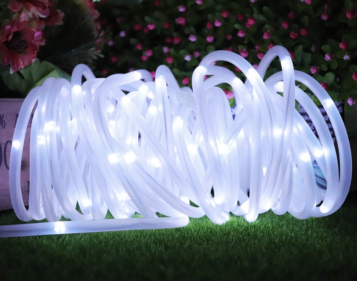 Tuokay, Solar Garden Lights, Outdoor Rope Lights, Waterproof 12m 100 LED 8 Twinkling Modes Fairy Lights - Image 3