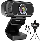 ToLuLu 1080P Webcam with Microphone, HD Webcam Web Camera with Tripod Stand, Widescreen USB Computer Camera, Streaming Mic Web cam for Online Calling/Conferencing,Facetime/YouTube Desktop Laptop PC