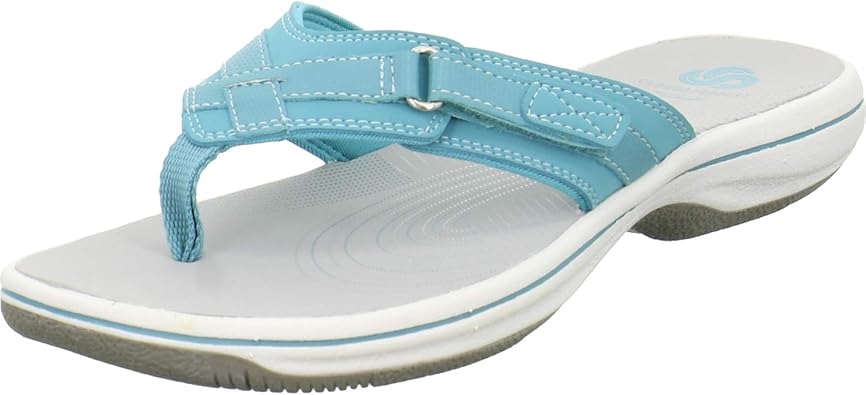 clarks flip flops womens blue