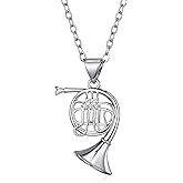 TALYKONG Silver/Gold Plated French Horn Necklace French Horn Music Jewelry Gifts for Women