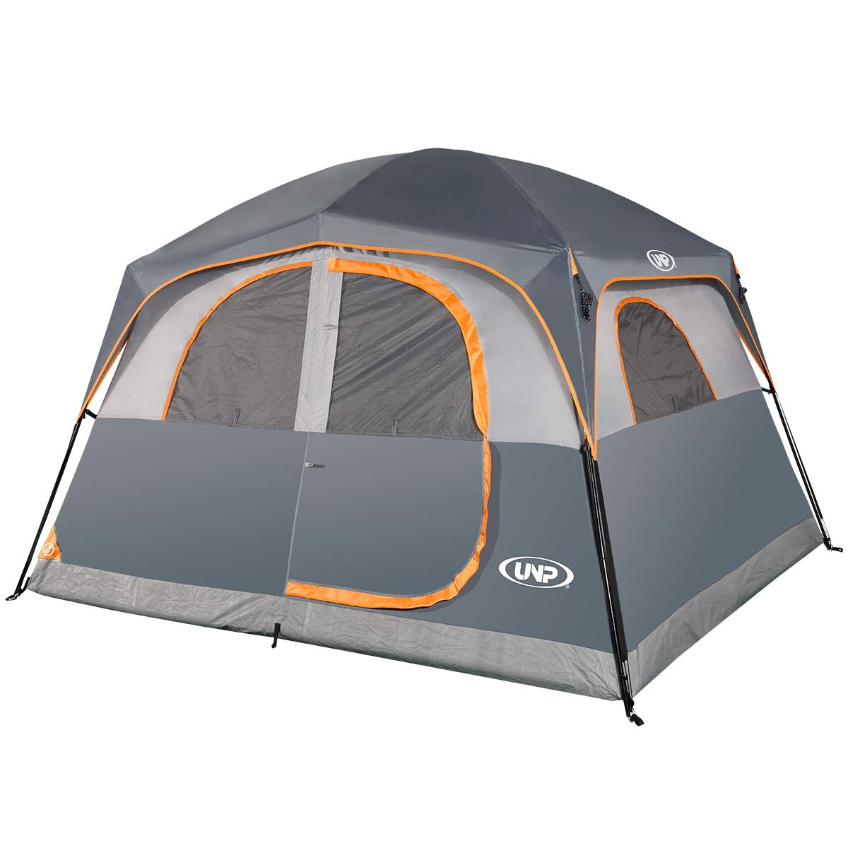 Photo 1 of UNP Tents 6 Person Waterproof Windproof Easy Setup,Double Layer Family Camping Tent with 1 Mesh Door & 5 Large Mesh Windows -10'X9'X78in(H) Gray