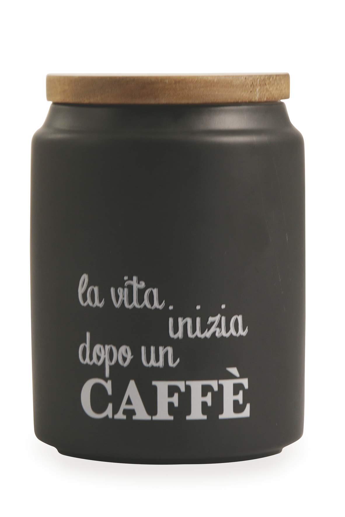 Villa d'Este Home Tivoli Coffee Jar, Stoneware, Black, 11 x 15 cm