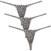 OROCOJUCO Men Contoured Micro Thong Underwear Pouch Leopard Mini Bikin String Tanga