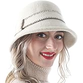 Women Elegant Winter Wool Bucket Hat 1920s Vintage Cloche Bowler Hats