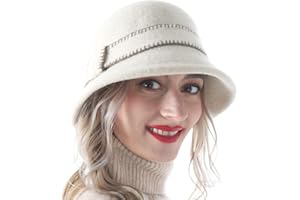 HISSHE Women Elegant Winter Wool Bucket Hat 1920s Vintage Cloche Bowler Hats