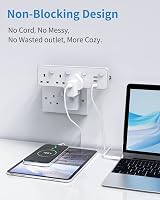 Mscien 3 Way Extension Plug with 3 USB UK Surge Protector 180° Rotation view 2
