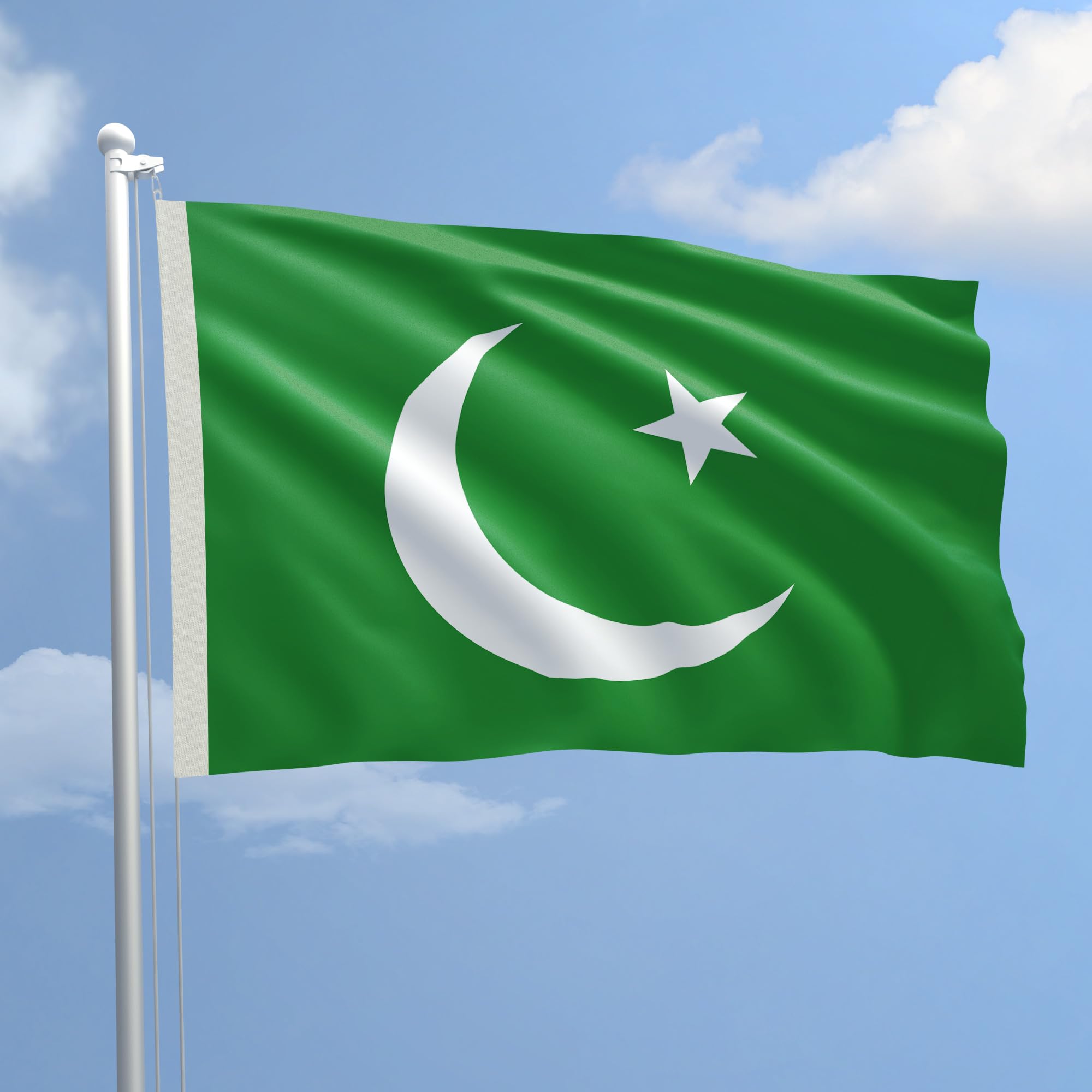 Flag PAKISTAN 70x100 cm in NAUTICO polyester 115 g/m² with double pleat perimeter, rope and sheath