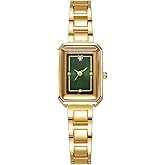 VILKFY Women's Small Gold Watch Rectangular Case Stainless Steel Watch Band Women Retro Dress Watches