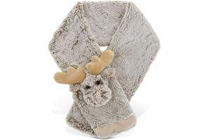 DolliBu Kids Cozy Plush Fashion Scarf, Soft Warm Stuffed Animal Scarve - Moose