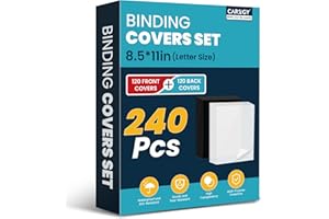 CAREGY 240 Pack Binding Covers and Backs Set 8.5 x 11 Inches, Including 120 Pack 8Mil Clear Binding Covers, 120 Pack 12Mil Black Sand-Textured Polycovers Letter Size, Un-Punched