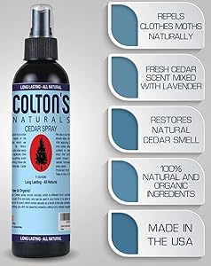 Colton's Naturals Cedar Spray – 4 Ounce – with Lavender Extract – Non-Chemical Wood Protection – for Cedar Wood – Restores Scent – Moth Removal 4oz Bottle – Closets & Drawers