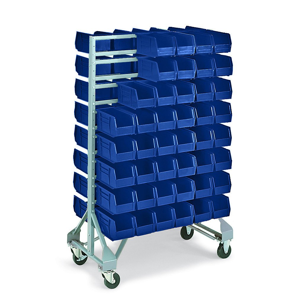 AkroMils TwoSided Rail System Bin Rack 36X20x58" Mobile