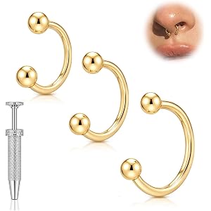16g Septum Ring Gold Silver Hypoallergenic Nose Ring for Women Men 6/8/10mm | Small Surgical Stainless Steel Helix Tragus Car