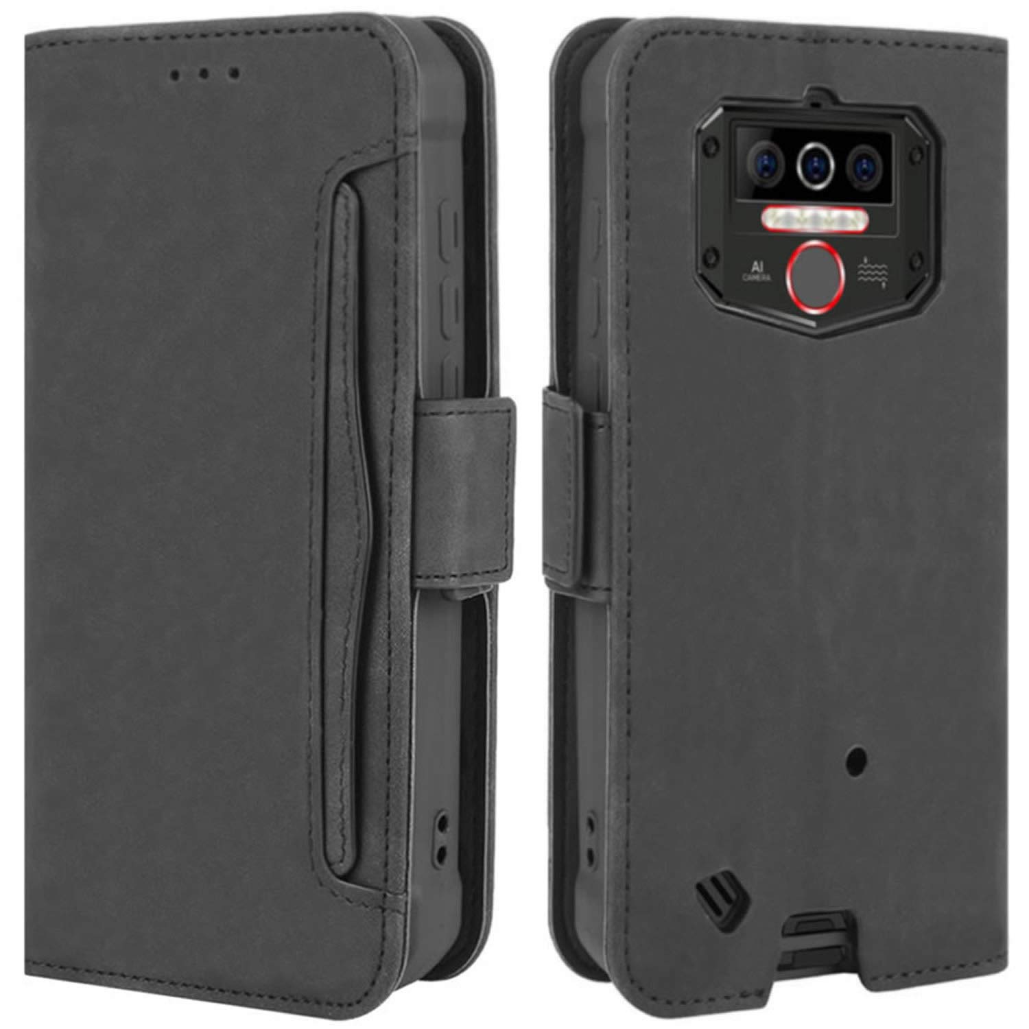 HualuBro Oukitel WP5 Case, Magnetic Full Body Protection Shockproof Flip Leather Wallet Case Cover with Card Slot Holder for Oukitel WP5 2020 Phone Case (Black)