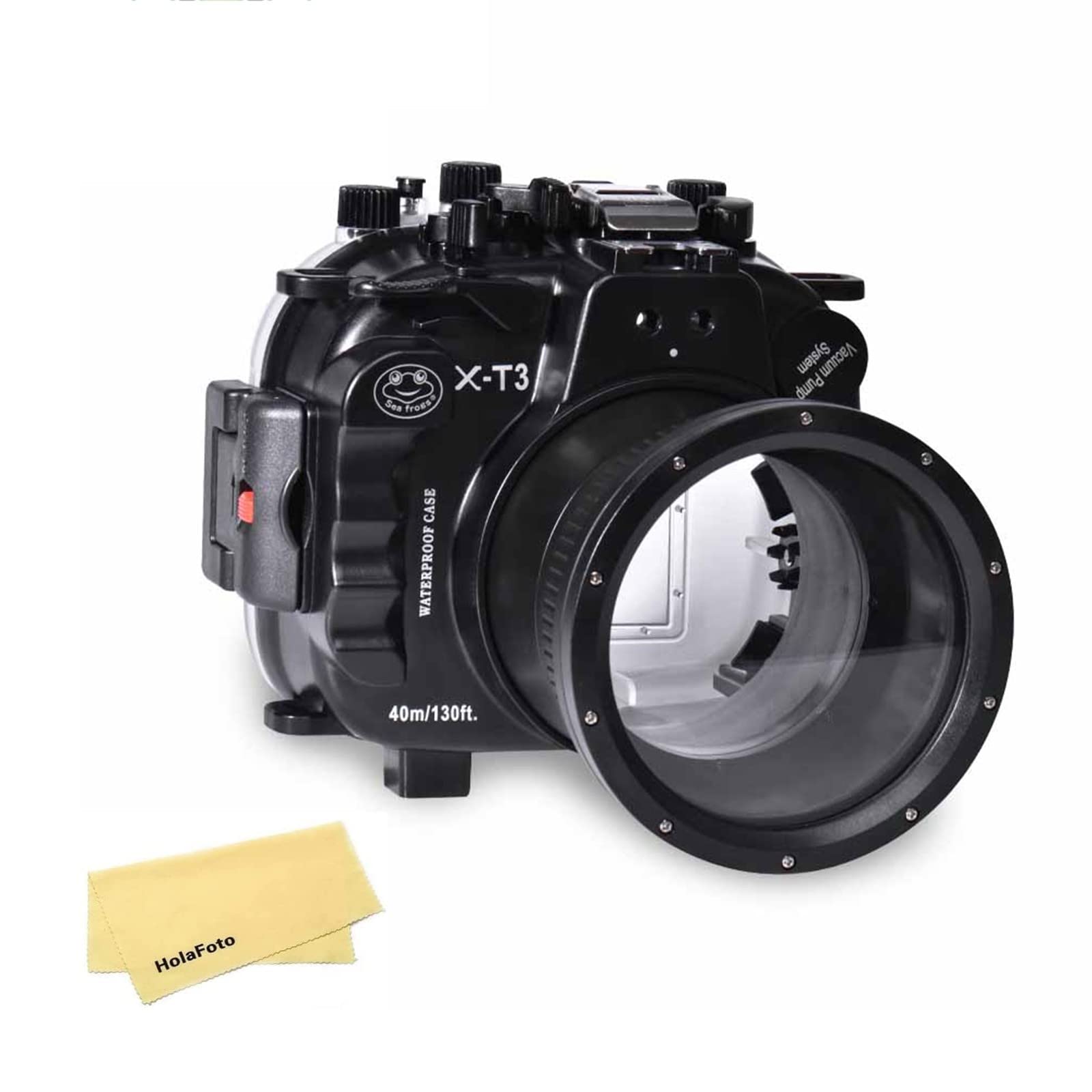 SeafrogsUnderwater housing Waterproof case for Fujifilm X-T3, w/Zoom Gears for XC16-50mm, XF18-55mm (Black)- [40M/130FT]
