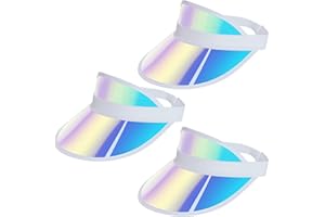 Jmkcoz 3 Pack Sun Visor Hats Women Men Clear Colored Plastic Tennis Beach Sport Cap Adjustable Golf Sunhat Headwear