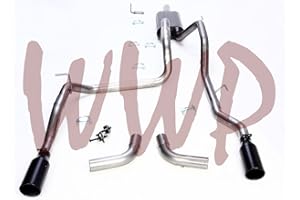 MVP AUTO PARTS Performance Stainless Steel SS409 Dual 3" Cat Back Exhaust Muffler System Kit With Black Tips Compatible With 2006-2008 Dodge Ram 1500 5.7L V8 Hemi GAS Pickup Truck