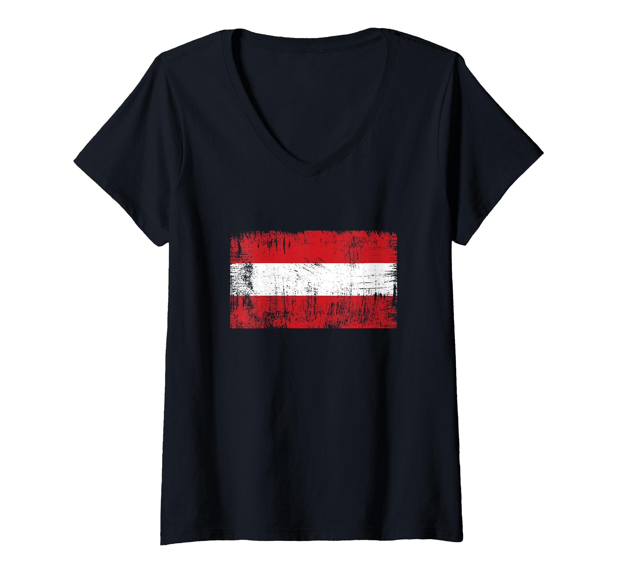 Womens Retro Austria Austrian Flag Sports Fans V-Neck T-Shirt