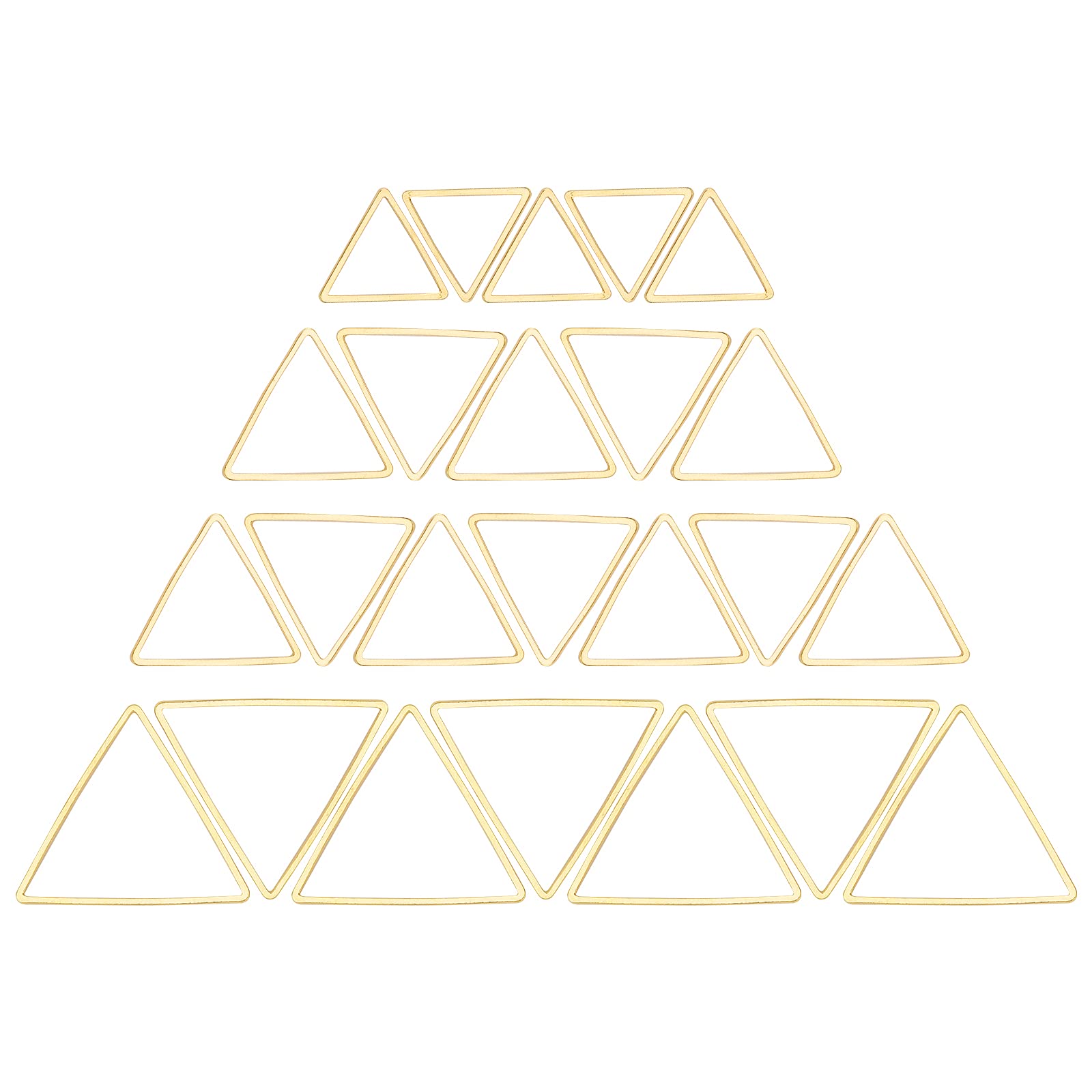 SUNNYCLUE 1 Box 60Pcs 3 Sizes Triangle Linking Rings Earrings Beading Hoop Brass Metal Open Bezels Frame Charms for Earring Findings Crafts Jewelry Making Supplies, Golden