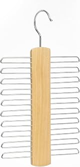Winsome Tie Hanger Wooden 20 Chrome Bars Beech Wood Swivel Hook Wardrobe view 1