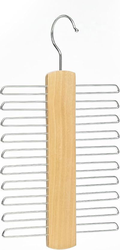 Winsome Tie Hanger Wooden 20 Chrome Bars Beech Wood Swivel Hook Wardrobe