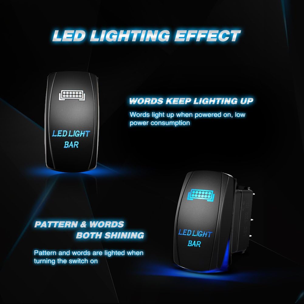 Nilight 10011W 16AWG Wiring Harness Kit-2 Leads LED Light Bar 12V On/Off 5 Pin Rocker Switch Power Relay Blade Fuse for Jeep Boat Trucks, 2 Years Warranty: Automotive