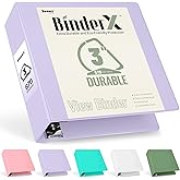 Sooez BinderX Extra Durable 3 Inch 3 Ring Binder, D-Ring Large Binders, Holds 670 Sheets of 8.5x11 Paper, Customizable View Cover with 2 Inside Pockets, School & Office Supplies, Lavender