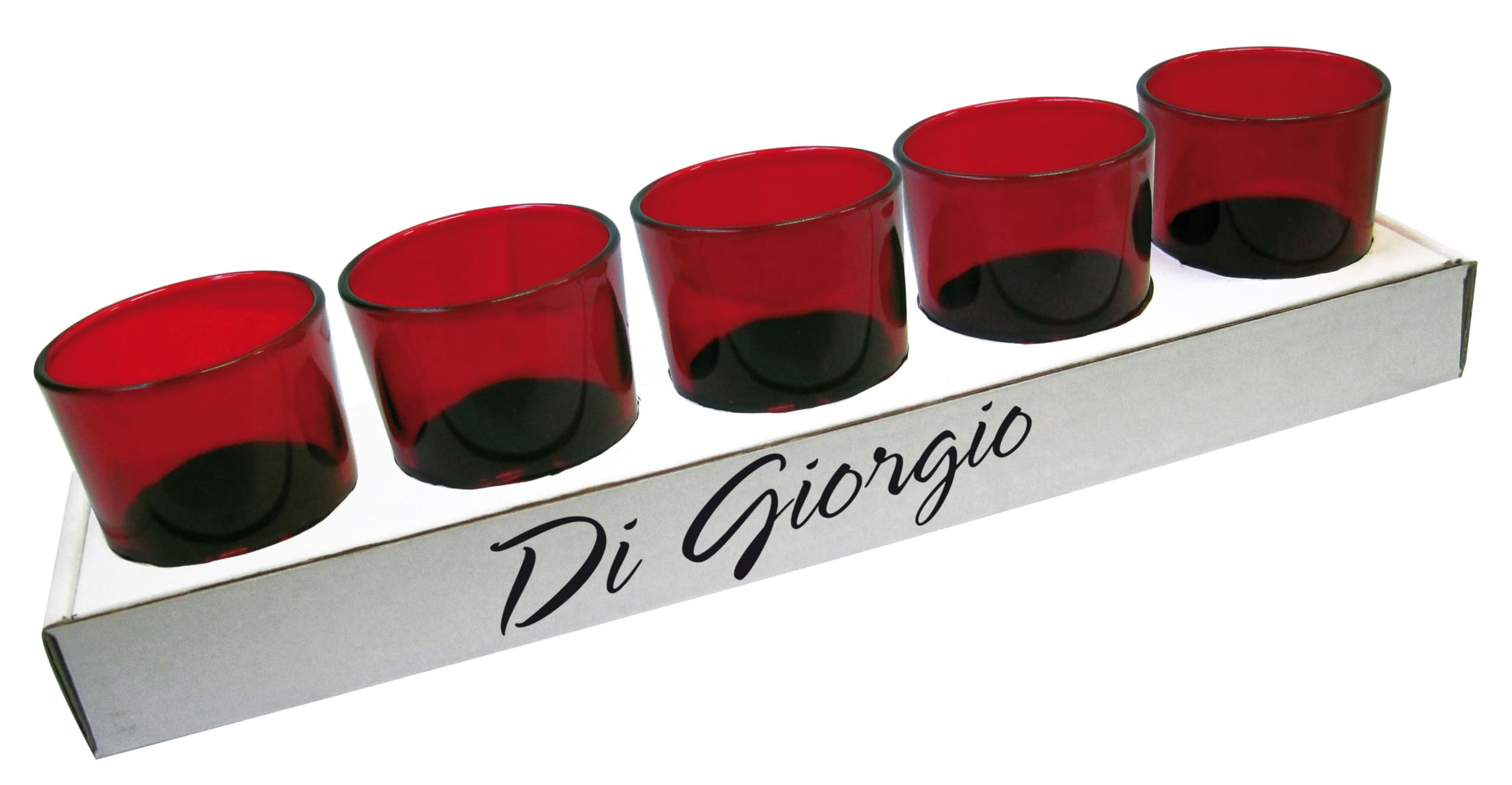 Set of 5 Coloured Glass Tealight Holders - Colour Variation - Modern Design - For Tea Light Candles - Cereria Di Giorgio