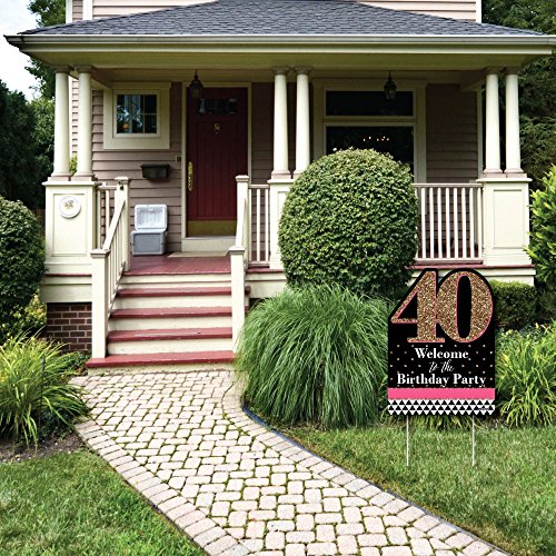 Big-Dot-of-Happiness-Chic-40th-Birthday-Pink-Black-and-Gold-Party-Decorations-Birthday-Party-Welcome-Yard-Sign