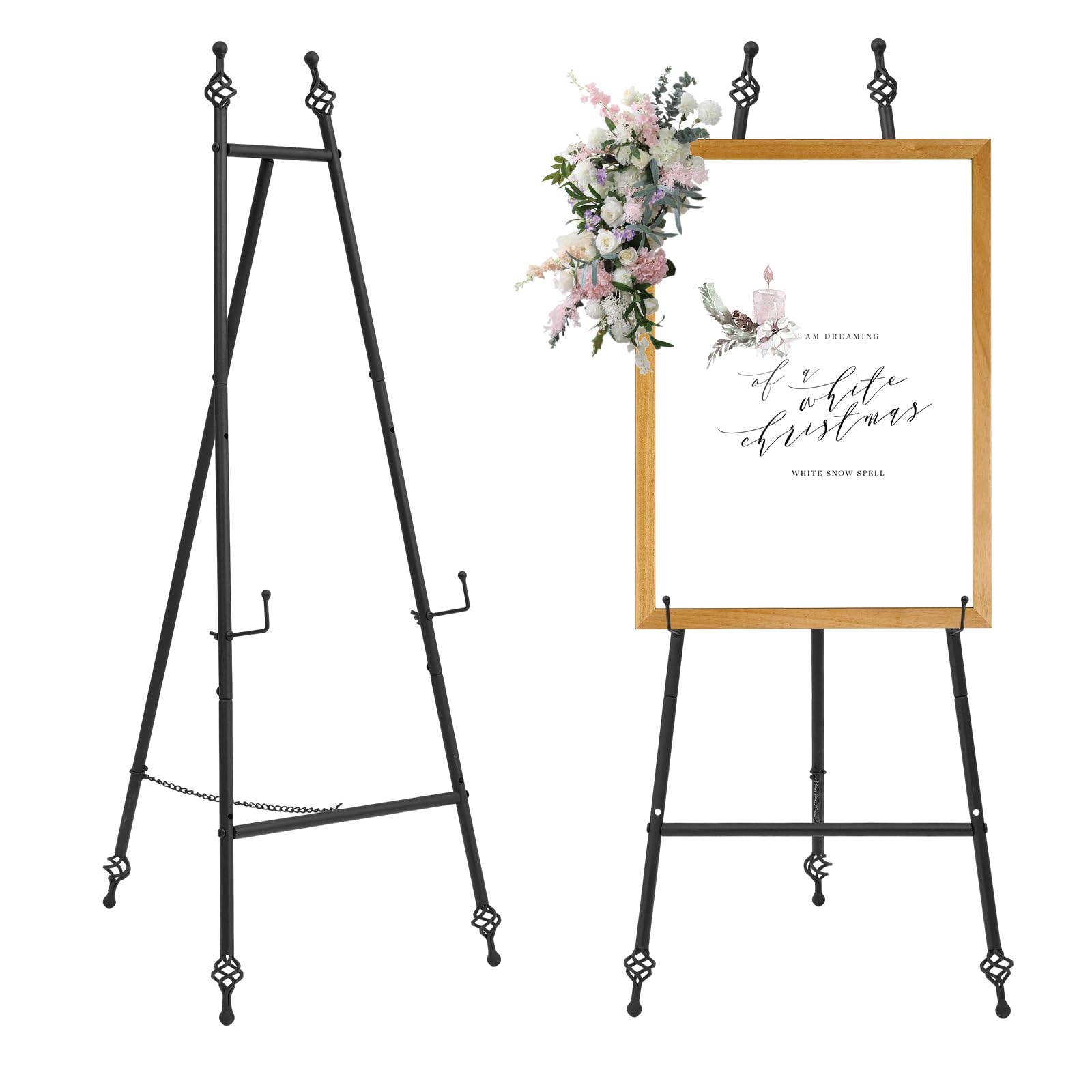 Photo 1 of ***MISSING PIECES / HAS POSSIBLE RUSTED PIECES*** Metal Easel Stand with Chain Support for Mirror,Iron Floor Easels for Display Wedding Sign,58 Inch Adjustable Arts & Crafts Easels(Black)