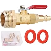 RV Winterize Blowout Adapter Kit - 1/4" Male Quick Connect Plug and 3/4" Male GHT Thread, Wintering Quick Fitting with Ball V