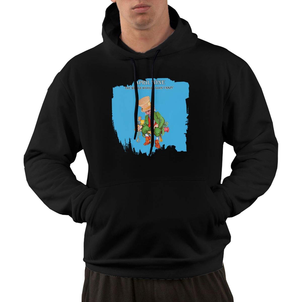 Erman S Pullover Casual Black Print April Wine Hooded Shirts With Pocket S