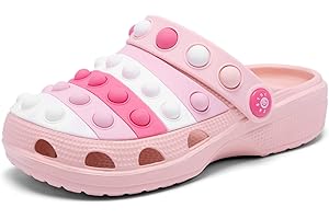 Engtoy Kids Clogs Boys Girls Garden Shoes Slip on Kids Slides Sandals Funny Lightweight Beach Slippers