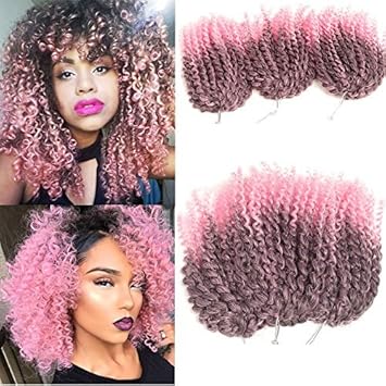 Sharopul 1b Pink 3pcs Pack Marley Bob Kinky Curl 8 Inch Afro
